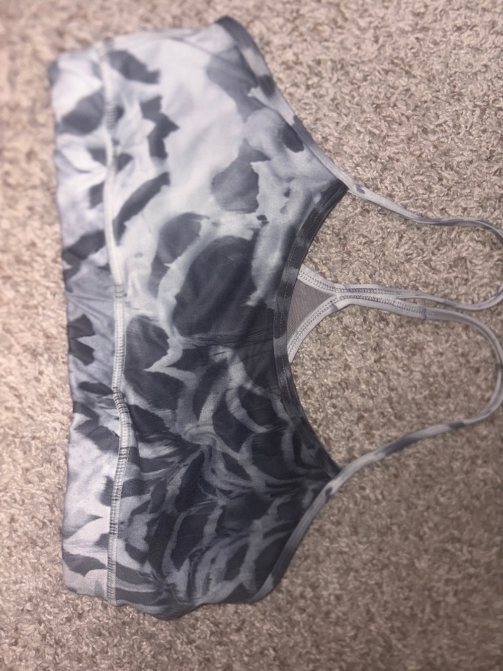 Black Crisscross Sports Bra + Gray Floral Print Sports Bra